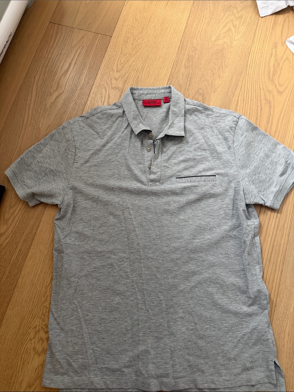 HUGO Light Grey Polo with Chest buttons